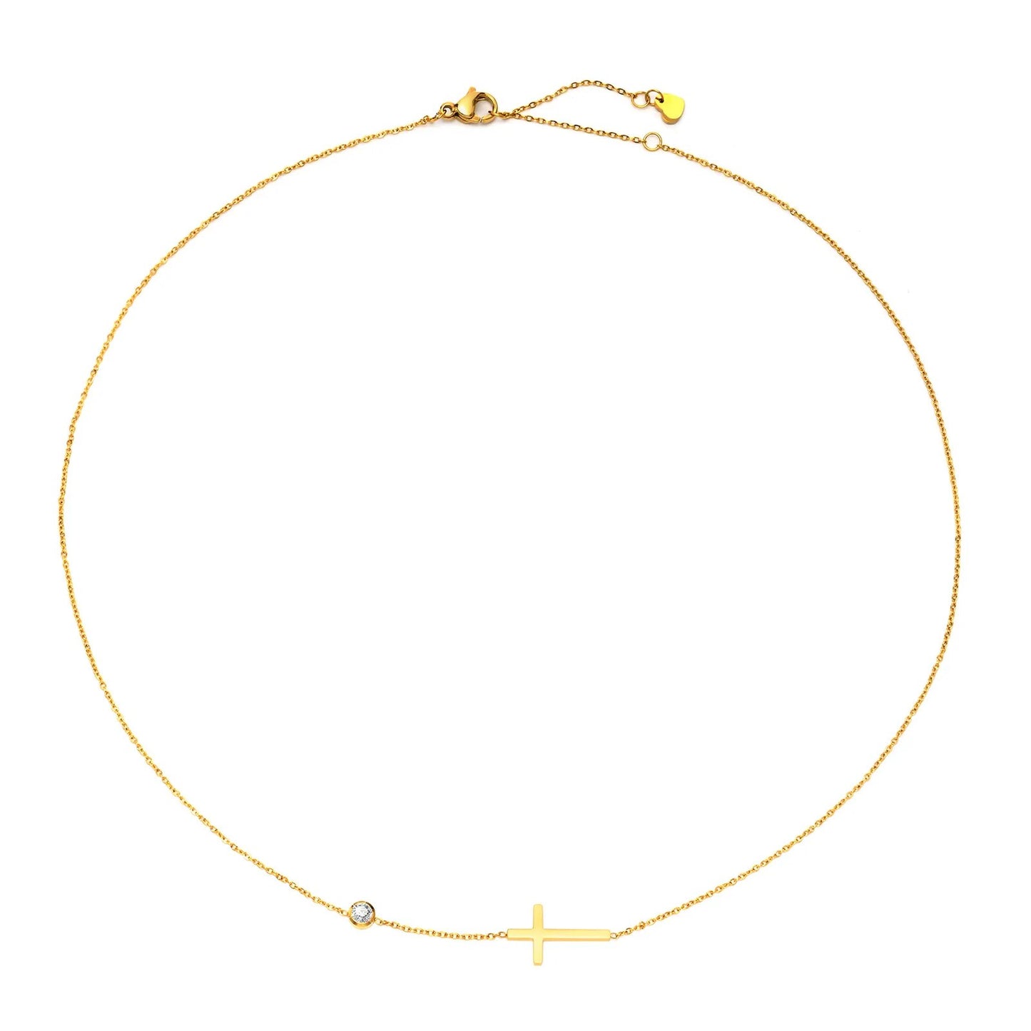 Delicate Petite Sideway Cross Pendant ~ Stainless Steel ~ "Wear Your Faith" Collection