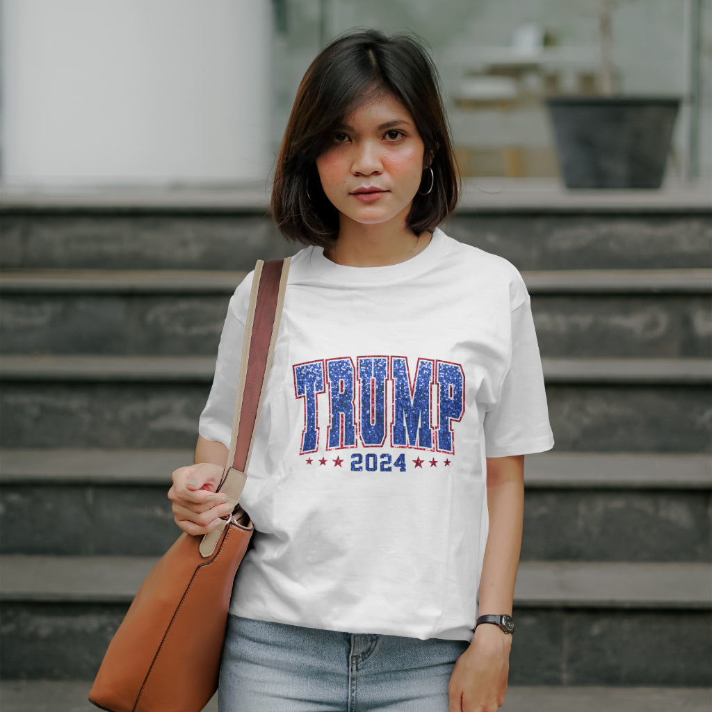 Trump 2024 Faux Sequins Women's T-Shirt | TRUMP COLLECTION ~ BeJeweled By Julie