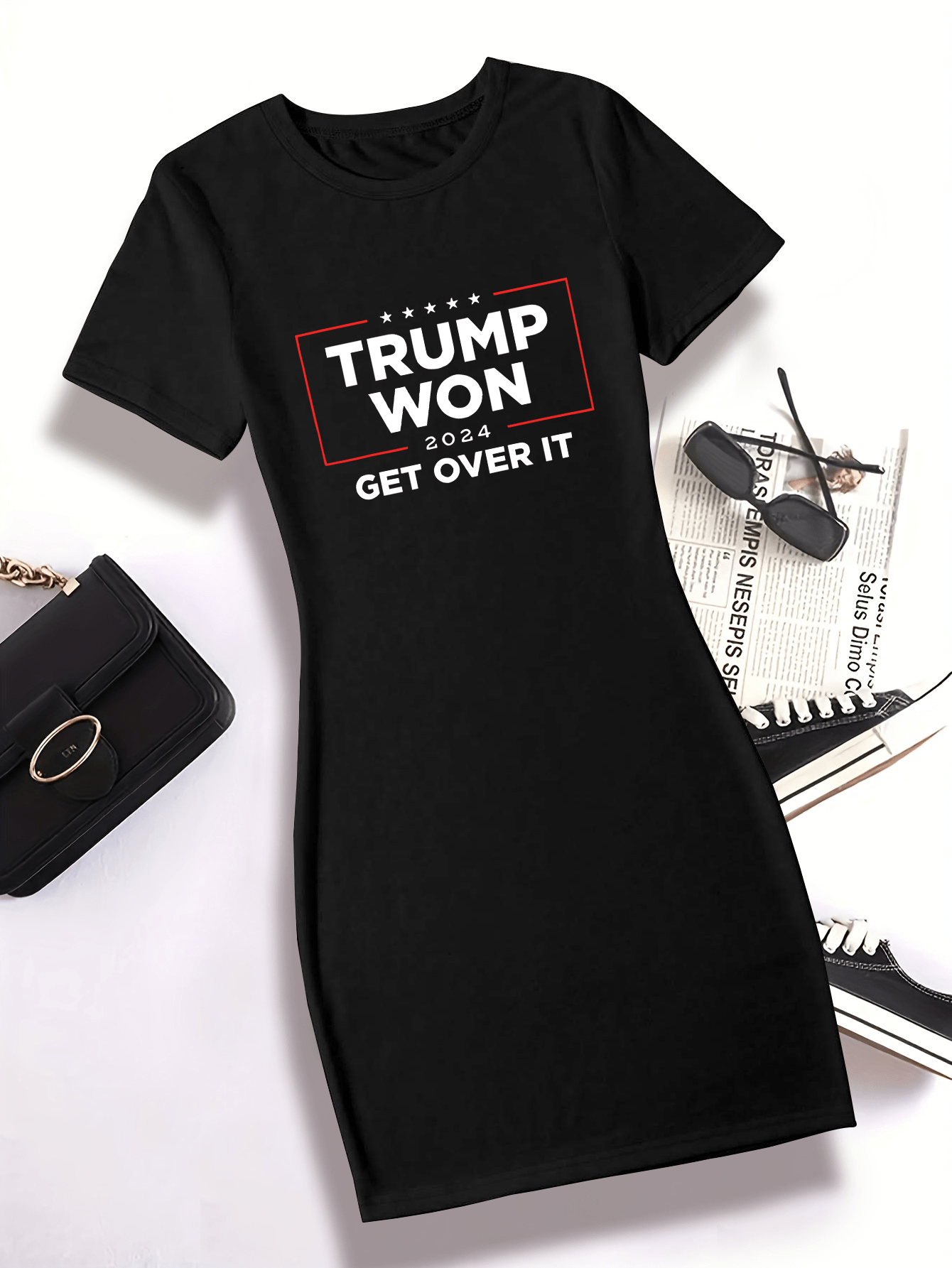 " Trump Won Get Over It" Bodycon T-Shirt Dress
