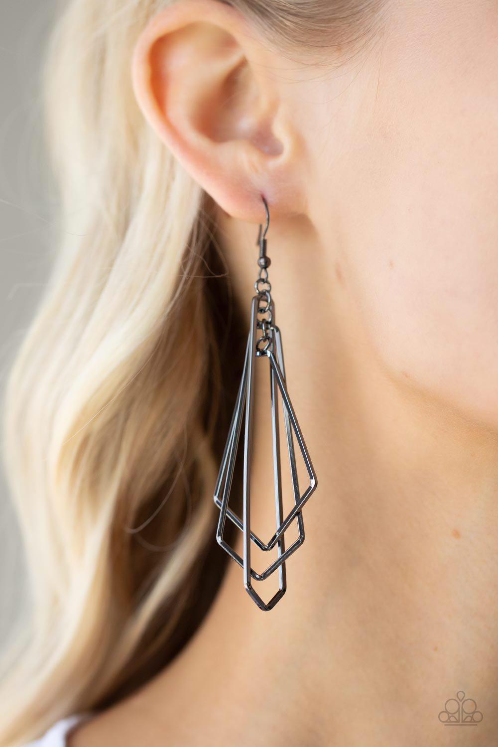Paparazzi Earrings ~ Shape Shifting Shimmer - Black