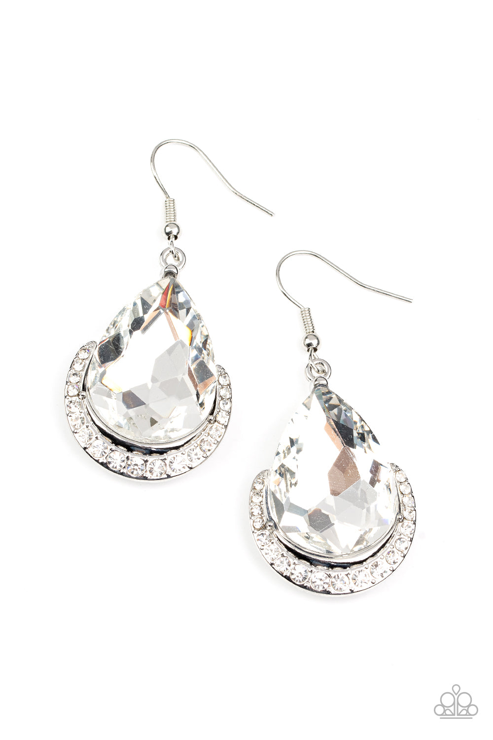 Paparazzi Earrings ~ Mega Marvelous - White