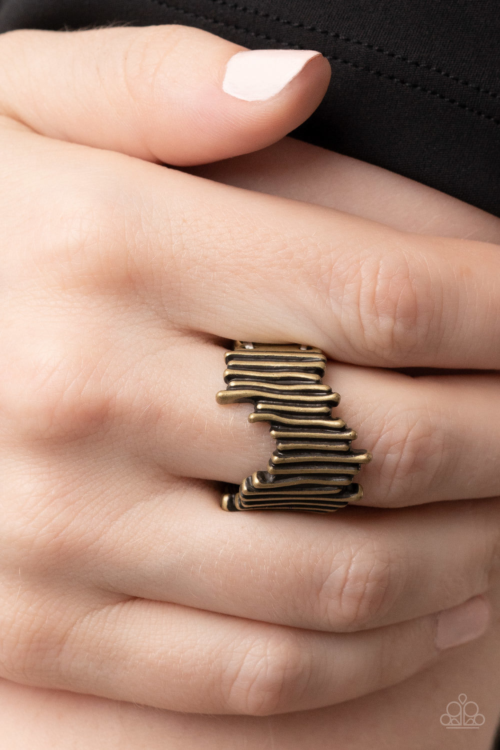 Paparazzi Ring ~ Along the Lines - Brass