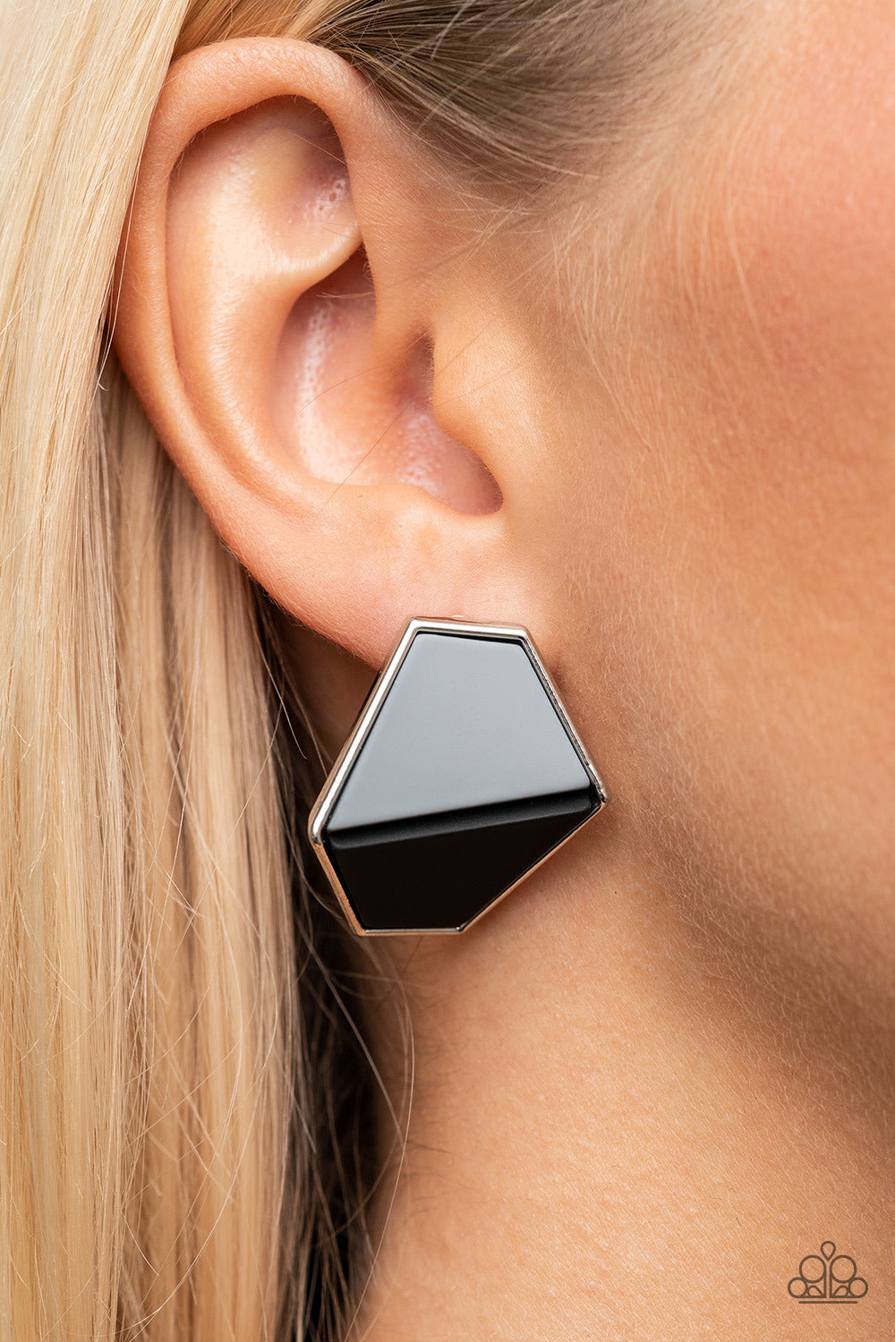 Paparazzi Earrings ~ Generically Geometric - Black