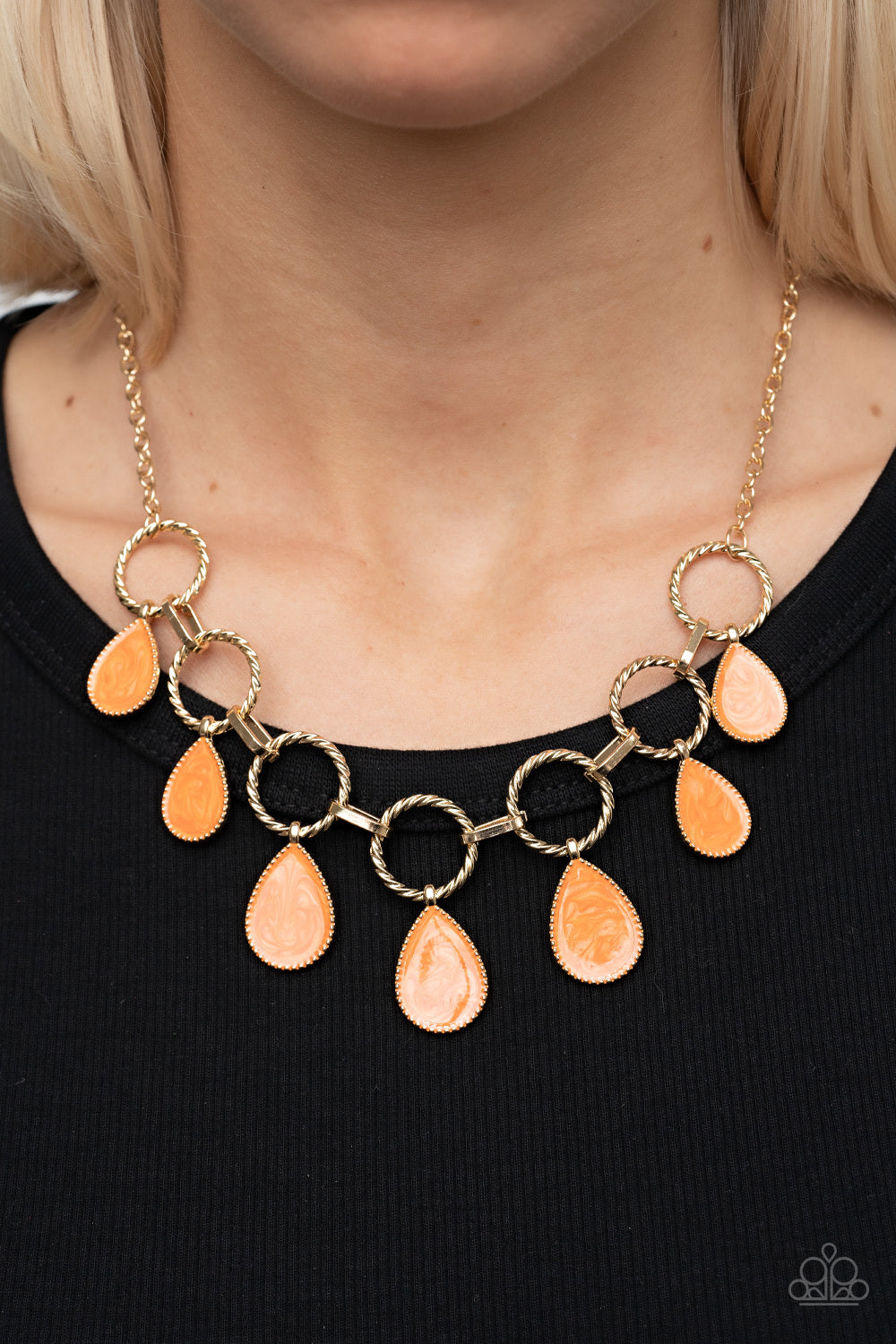 Paparazzi Necklace ~ Golden Glimmer - Orange