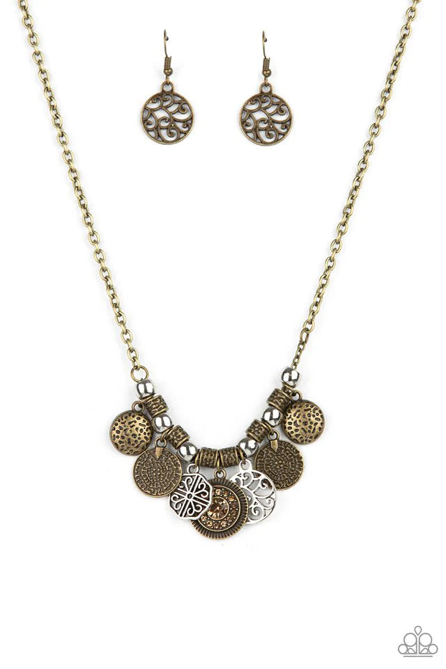 Paparazzi Necklace ~ Flip a Coin - Brass