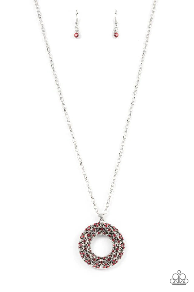 Paparazzi Necklace ~ Wintry Wreath - Red