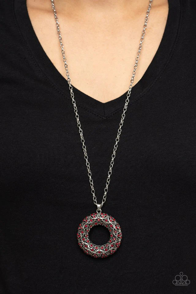 Paparazzi Necklace ~ Wintry Wreath - Red