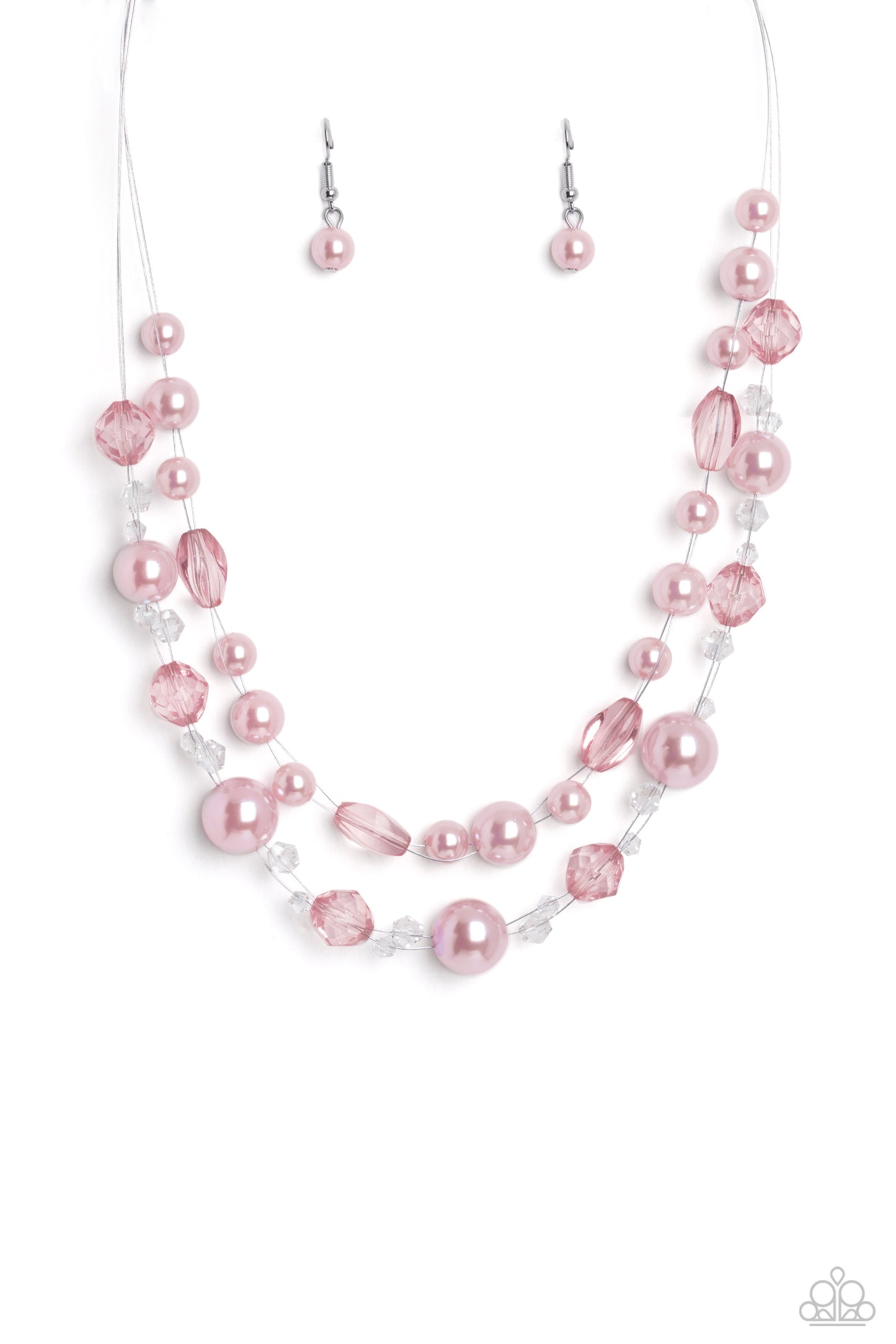 Paparazzi Necklace ~ Parisian Pearls - Pink
