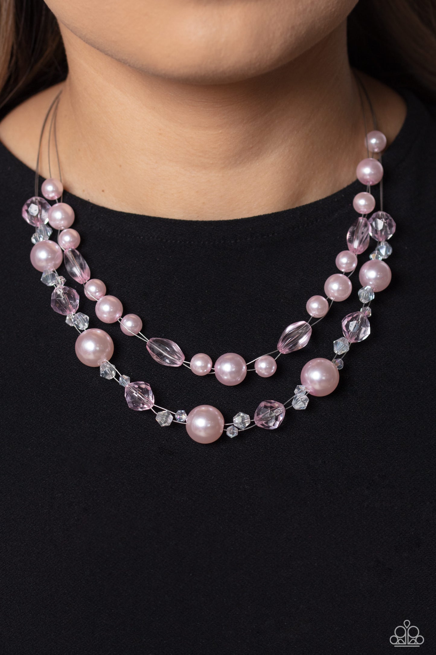 Paparazzi Necklace ~ Parisian Pearls - Pink