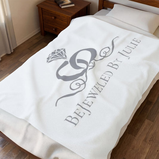 Velveteen Plush Blanket — 'Bejeweled By Julie' Luxury Diamond Logo Throw