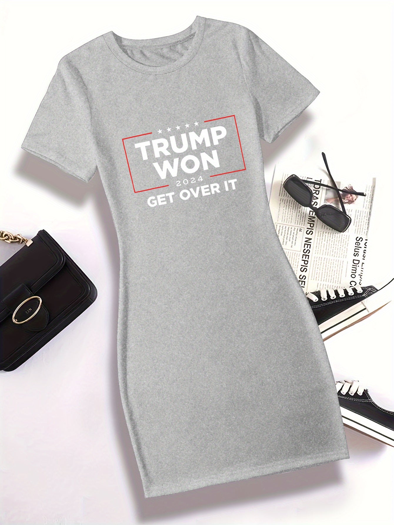 " Trump Won Get Over It" Bodycon T-Shirt Dress
