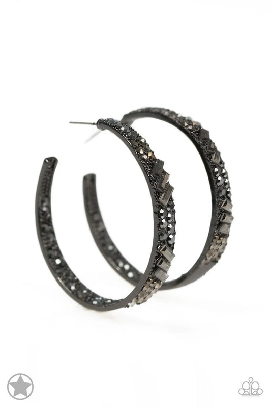 Paparazzi Earrings ~ GLITZY By Association - Black