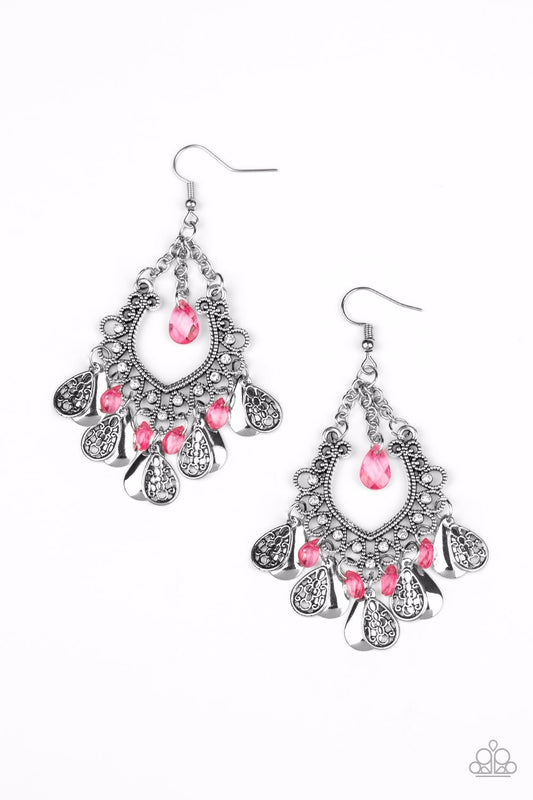 Paparazzi Earrings ~  Musical Gardens - Pink