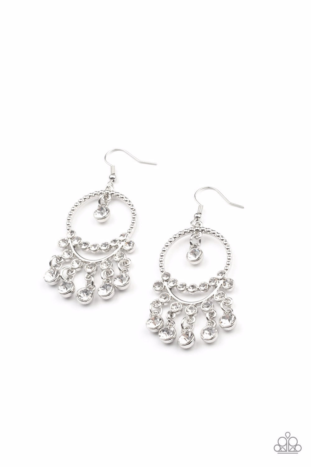Paparazzi Earrings ~ Cosmic Chandeliers - White