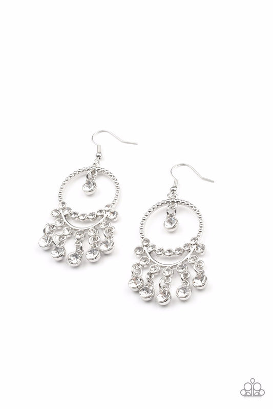Paparazzi Earrings ~ Cosmic Chandeliers - White