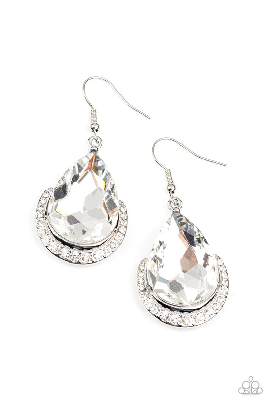 Paparazzi Earrings ~ Mega Marvelous - White