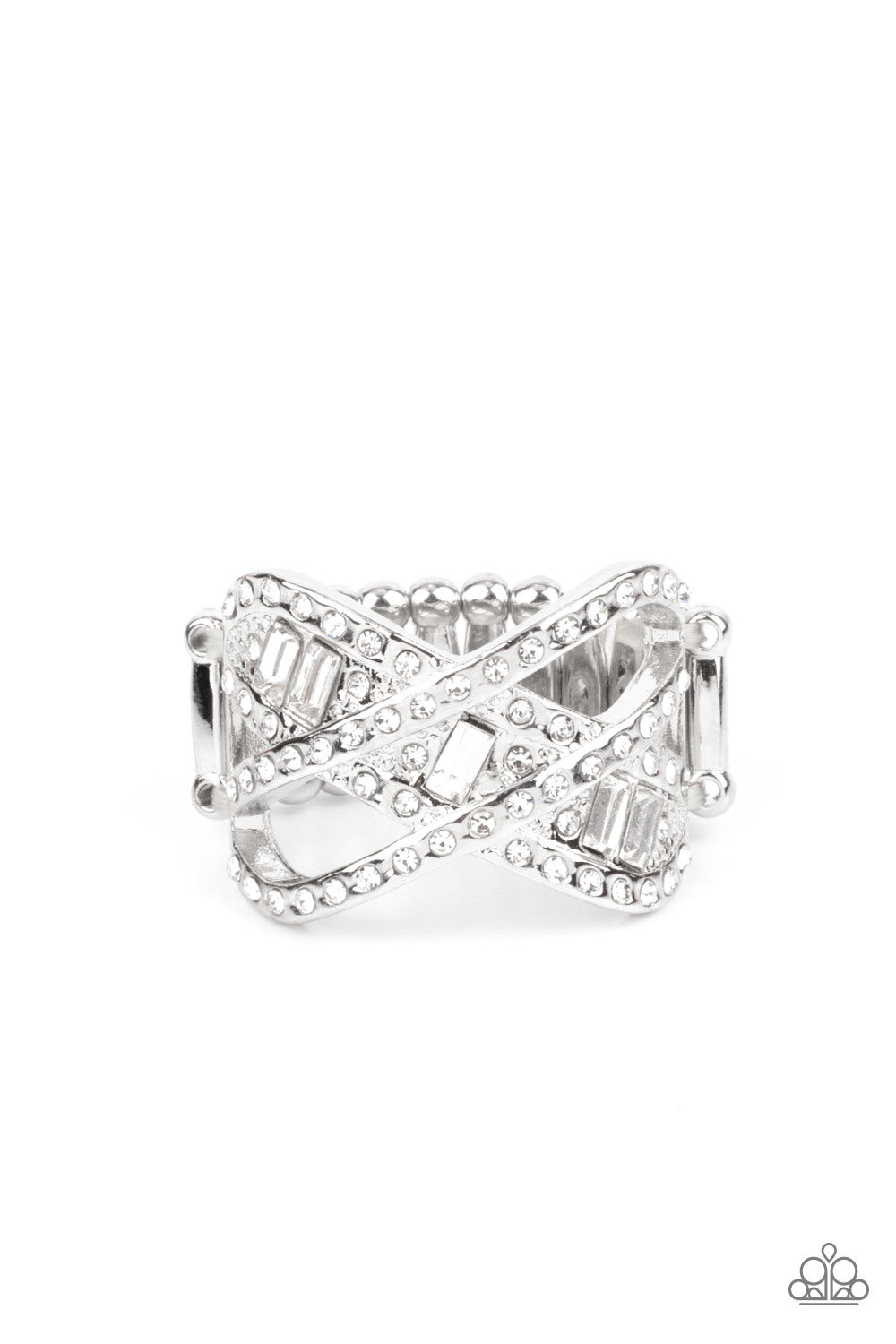 Paparazzi  Ring ~ Triple Threat Twinkle - White