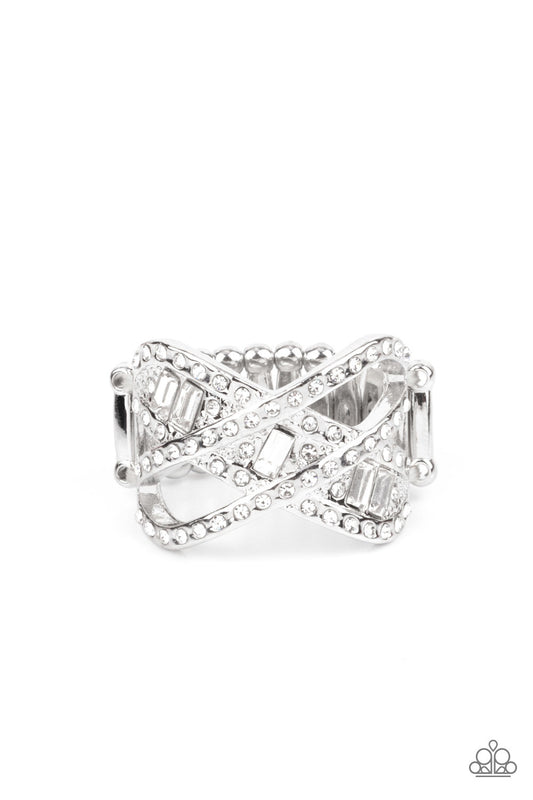 Paparazzi  Ring ~ Triple Threat Twinkle - White