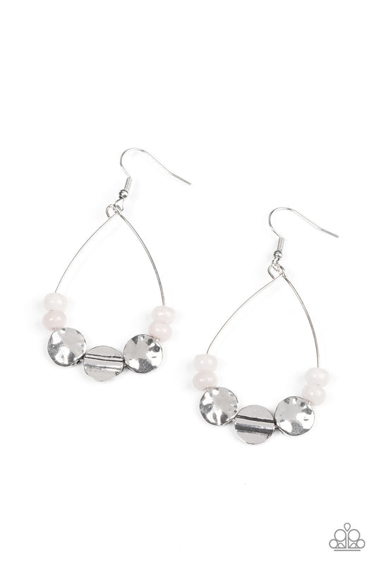 Paparazzi Earrings ~ Tigris Treasure - White