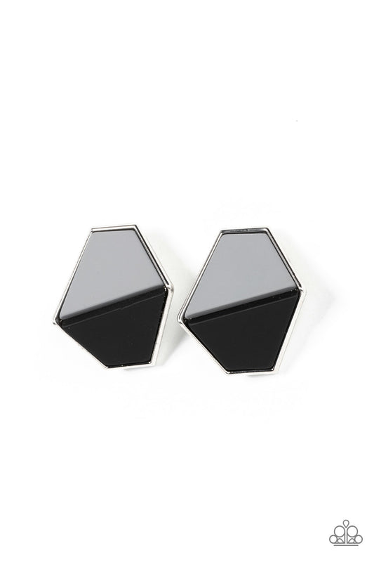 Paparazzi Earrings ~ Generically Geometric - Black