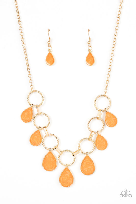 Paparazzi Necklace ~ Golden Glimmer - Orange