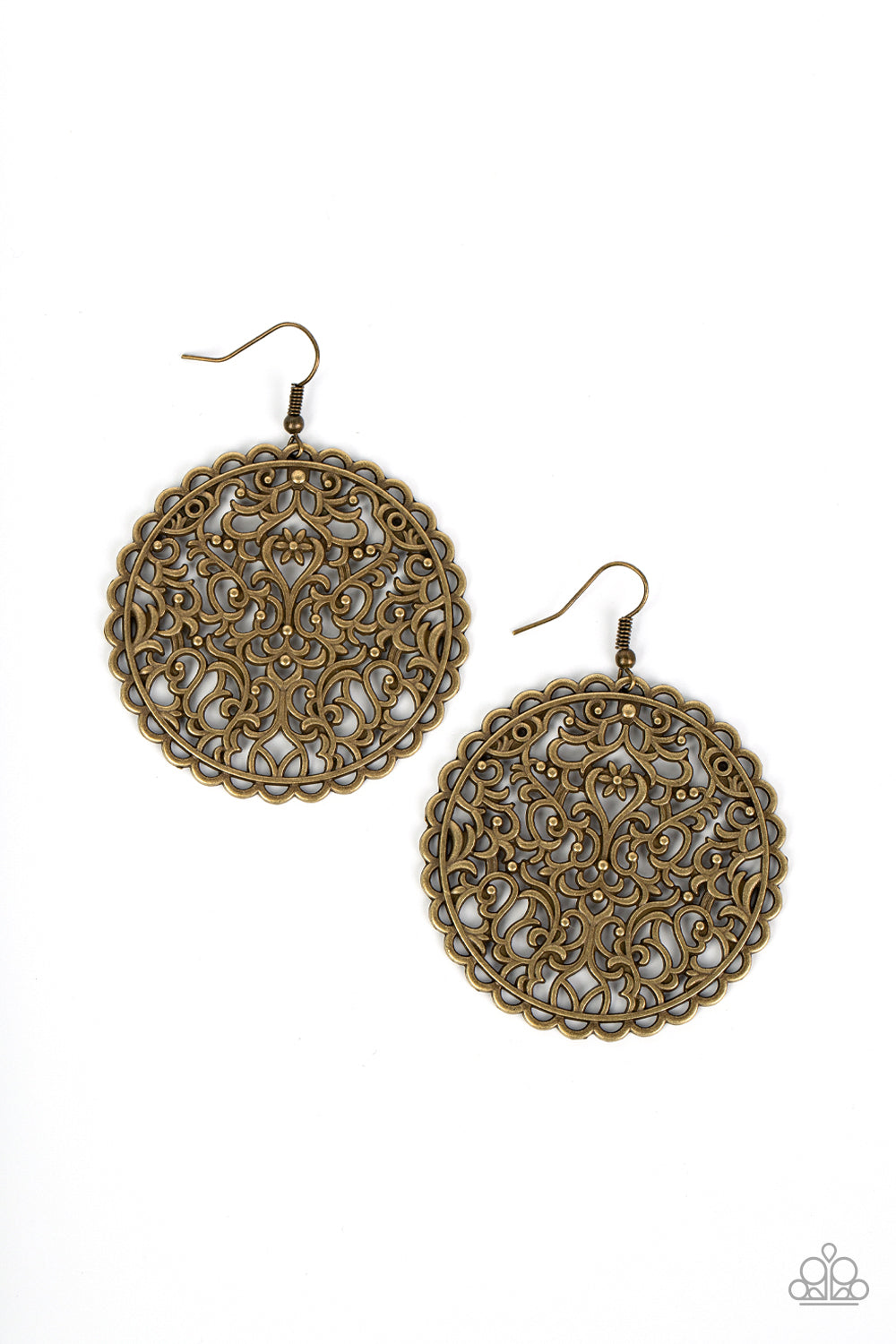 Paparazzi Earrings ~ The Whole Nine VINEYARDS - Brass