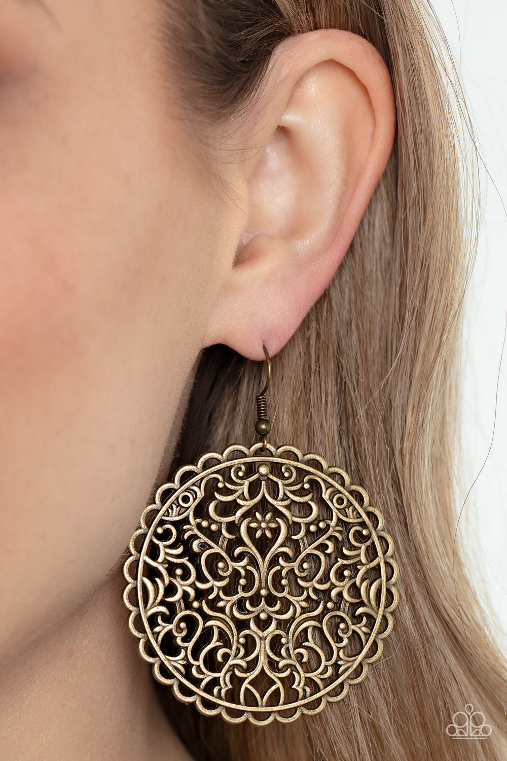 Paparazzi Earrings ~ The Whole Nine VINEYARDS - Brass