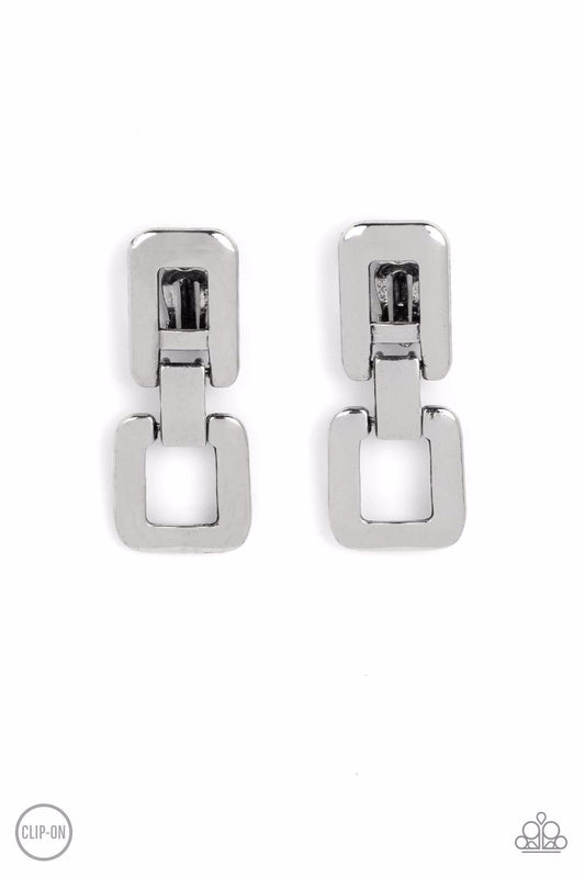 Paparazzi Earring ~ FRAME-ous Last  - Silver
