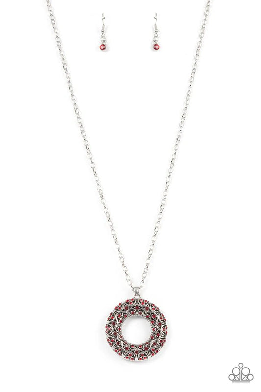 Paparazzi Necklace ~ Wintry Wreath - Red