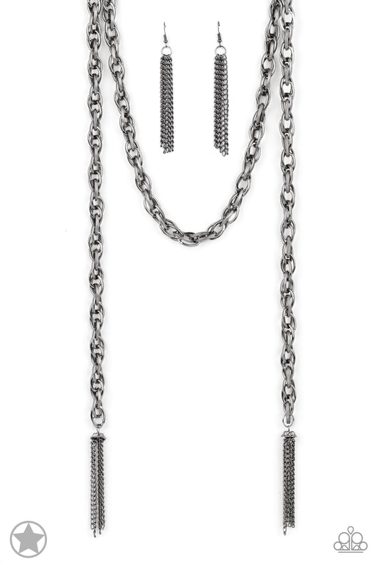 Paparazzi  Necklace ~ SCARFed for Attention - Gunmetal