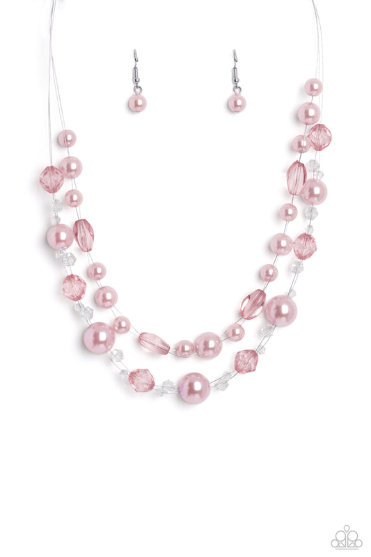 Paparazzi Necklace ~ Parisian Pearls - Pink